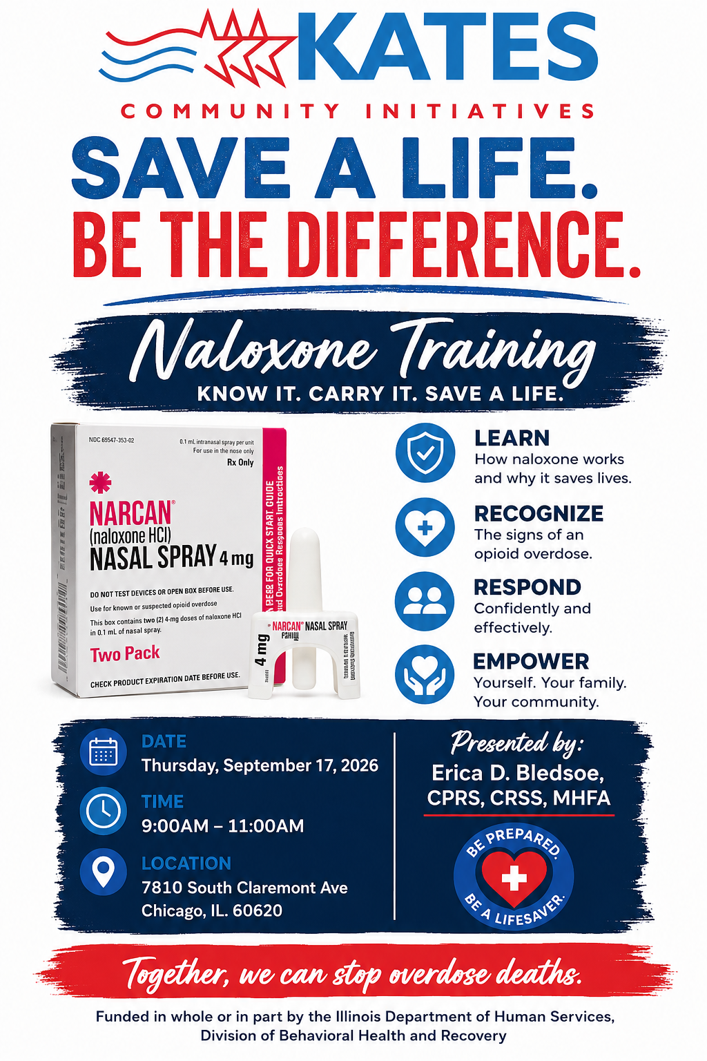 Naloxone Training: Save a Life, Be the Difference - Thursday, September 17, 2026, 9:00 AM to 11:00 AM at 7810 South Claremont Ave