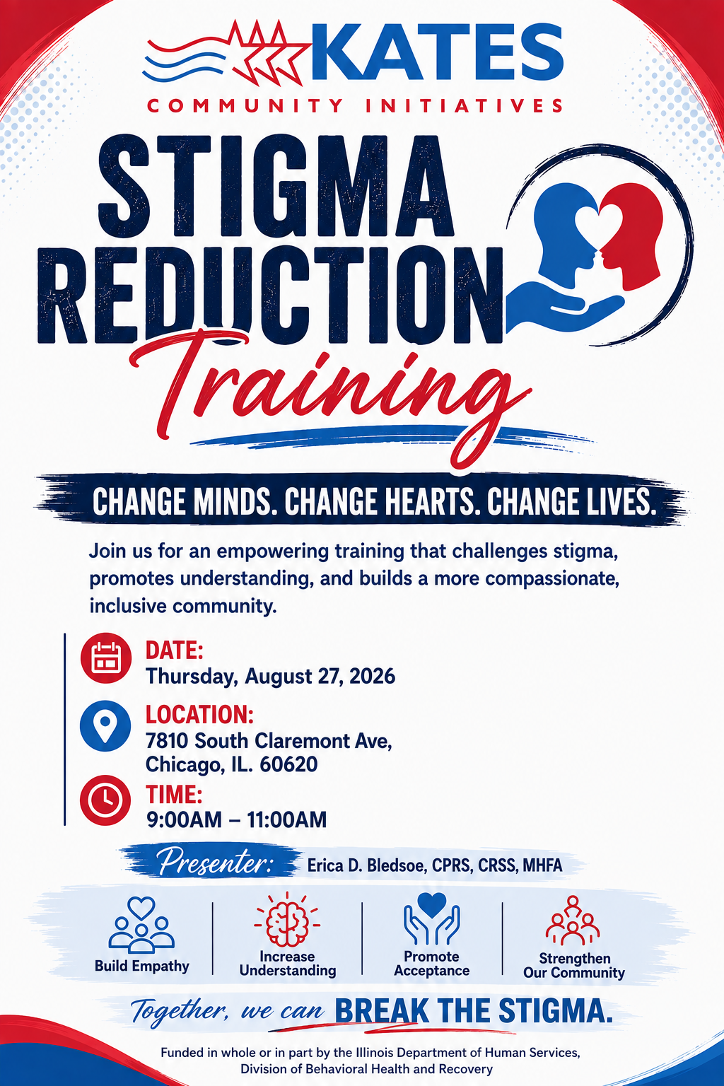 Stigma Reduction Training - Thursday, August 27, 2026, 9:00 AM to 11:00 AM at 7810 South Claremont Ave